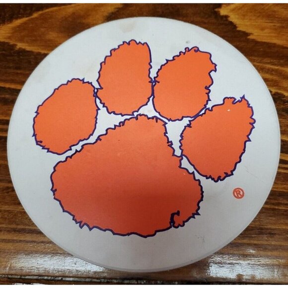 Clemson Coasters Set of 4  Orange Paws Print  and Holder - Picture 6 of 11